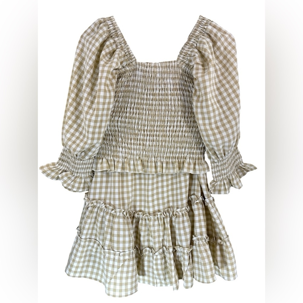 NWT Petal + Pup Porter Gingham Smocked Top & Mini Skirt Matching Set Size 8 - Picture 6 of 11